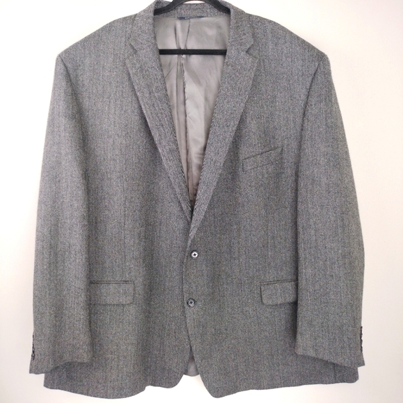 Ralph Ralph Lauren Gray/Navy Chevron Pattern 2 button Wool Sport Coat Sz 58 L - Picture 2 of 10